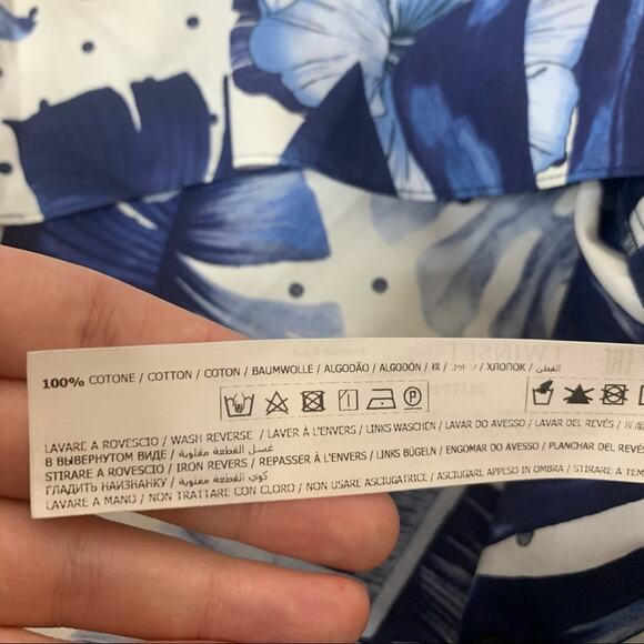 NWT Twinset Milano St. Tropi tropical floral polka dot flutter sleeve top sz 46 - Picture 8 of 12